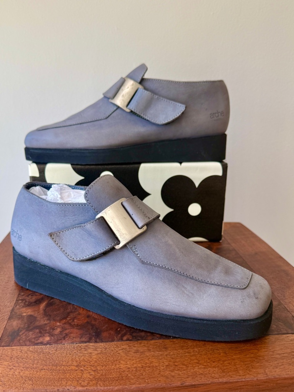 Arche Nubuck Leather Hook & Loop Wedge Loafers (US 8, size EU 39)